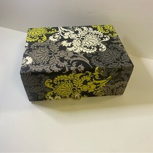 Vera Bradley Floral Jewelry Box in Black, Yellow & Gray